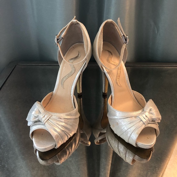 Silver Bow Ankle Strap Dress Shoe - Picture 2 of 6